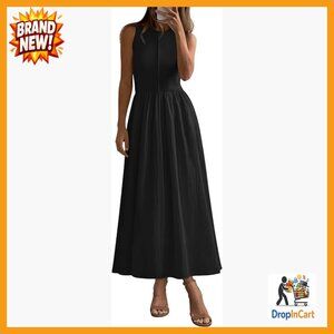 Maxi Dress Sleeveless Patchwork Flowy Knit A-Line Casual Elegant Vacation Wear